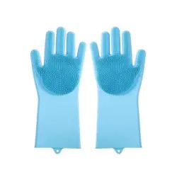 ZooVenture Guante de baño de silicona 2 1 - Guante cepillo antideslizante - Azul
