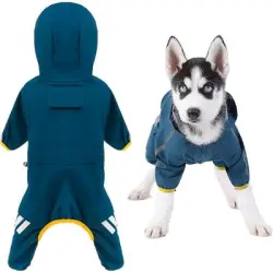 ZooVenture Impermeable para perros con capucha - Azul - Talla M