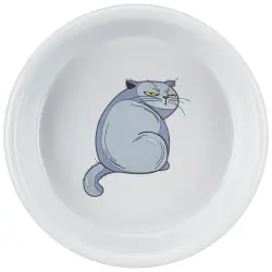 Comedero de cerámica Trixie con ilustración para gatos - 250 ml,13 cm de diámetro