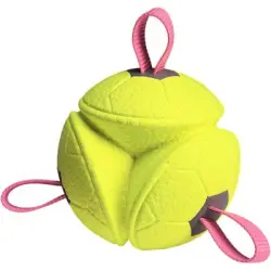 HausPets Pelota masticable cachorros, cuerda chirriador, interactiva - Amarillo fluorescente