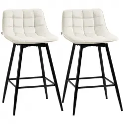 Homcom Conjunto De 2 Taburetes Altos De Cocina Con Respaldo Carga 120 Kg Crema