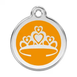 Placa identificativa Acero Inoxidable Esmalte Corona Naranja para perros