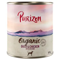 Purizon Organic 6 x 800 g comida ecológica para perros - Pato y pollo con calabacín