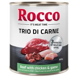 Rocco Classic Trio di Carne 800 g - Vacuno con pollo y caza - 6 x 800 g