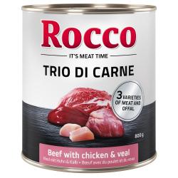 Rocco Classic Trio di Carne 800 g - Vacuno con pollo y ternera - 6 x 800 g