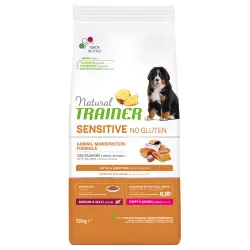 Trainer Natural Sensitive Sin Gluten Cachorro y Junior Mediano/Maxi con Salmón - 12 kg