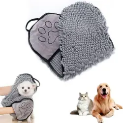 FurryFusion Toalla de baño para perros - Gris