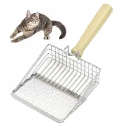 IntiMeg Pala metálica para arena de gatos con mango de madera - 1 pieza