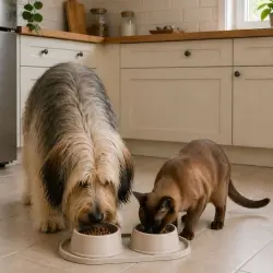 Leeby Comedero Doble de Plástico para perros y gatos - 500 ml