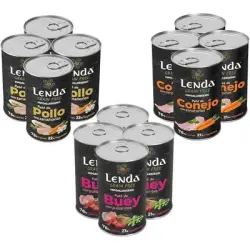 Lenda Paté para Perros Pack Degustación Pollo, Conejo y Buey - 12 x 400 g