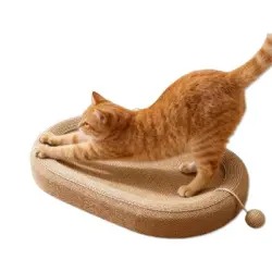MCBOSON Cama rascador ovalada para gatos: con pelota interactiva, 4 en 1 - 60x40cm