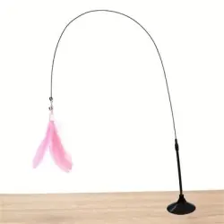 MCBOSON Caña de pescar de plumas para gatos, señuelo blanco - rosa