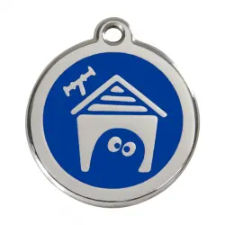 Placa identificativa Acero Inoxidable Esmalte Perro Casa Azul para perros