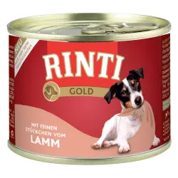 Rinti Gold 12 x 185 g comida húmeda para perros en oferta: 10 + 2 ¡gratis! - Trocitos de cordero