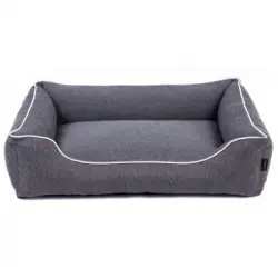 Sofa Mallorca Comfort Cama Para Perro En Gris Oscuro Con Blanco 100x75 Cm
