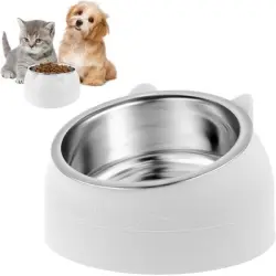 UAMLY Comedero inclinado de acero inoxidable para gatos - blanco 200 ml