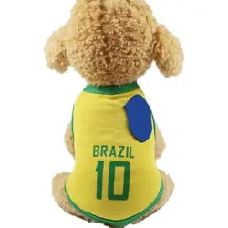 Zoomtopia Camiseta/Chaqueta Fútbol Perros Mundial, Talla L, Amarilla - L