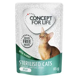 Concept for Life Sterilised Cats sin cereales con conejo en gelatina - 24 x 85 g