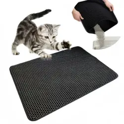 FurryFusion Alfombrilla de arena para gatos de doble capa de EVA - Negro