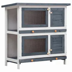 Jaula conejera con 4 puertas de madera color Gris