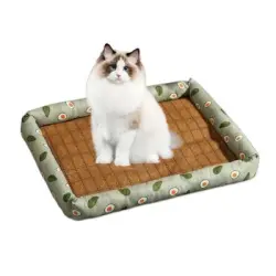 MCBOSON Cojín de ratán fresco para perros, resistente al calor y lavable - 52×42cm