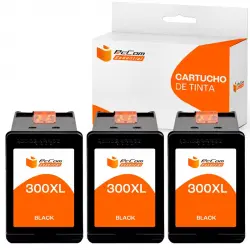 Pccom Essential HP 300XL Cartucho Tinta Compatible Negro Pack 3