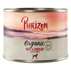 Purizon Organic 6 x 200 g comida ecológica para perros - Vacuno y pollo con zanahoria
