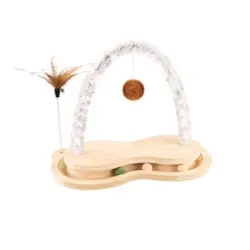 UAMLY Rascador de madera para gatos con pista de bolas giratoria, juguete - 1 pieza