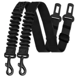 ZooVenture Cinturón seguridad perros coche: elástico, amortiguador 360° - Negro 2.5*50-80