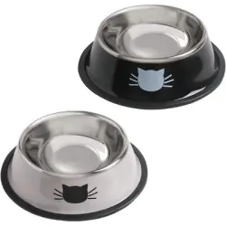 ZooVenture Juego de 2 cuencos antideslizantes de acero inoxidable - Juego de 2 piezas: Acero inoxidable