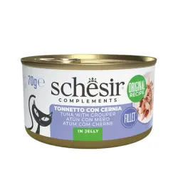 0.07 KG Schesir Atún con Mero en Gelatina lata para gatos