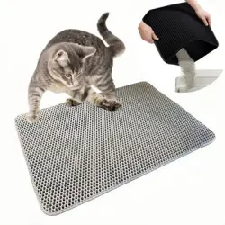 FurryFusion Alfombrilla de arena para gatos de doble capa de EVA - Gris