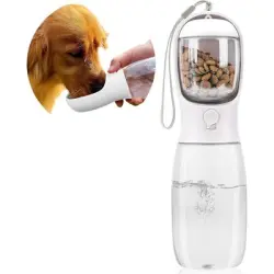 ZooVenture Botella 2 en 1 para agua y comida de perro - Capacidad: Agua + Alimentos secos