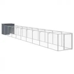 Caseta Perros Con Corral Acero Galvanizado Gris 110x1017x110 Cm Vidaxl