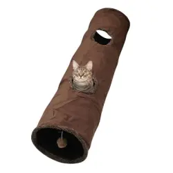 FurryFusion Túnel plegable de gamuza para gatos - Marrón