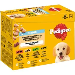 Pedigree Junior en bolsitas - Pack mixto - 12 x 100 g - Selección mixta en gelatina (4 variedades)