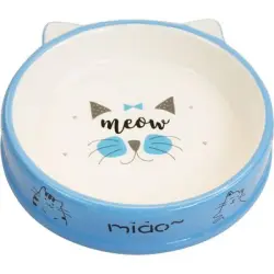 UAMLY Cuenco de cerámica poco profundo para gatos - 1 pieza azul