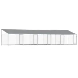 vidaXL Jaula de perros techo y puertas acero galvanizado gris 10x2x2 m