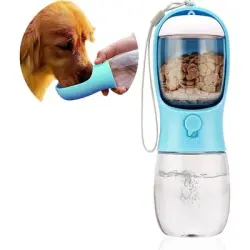 ZooVenture Botella 2 en 1 para agua y comida de perro - Capacidad: Agua + Alimentos secos
