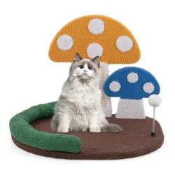 COSTWAY Cama en Forma de Seta con Rascador para Gatos - 59 x 49 x 43 cm