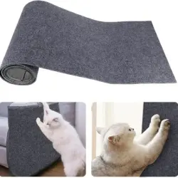 FurryFusion Alfombrilla rascador autoadhesiva para gatos de 30 cm x 100 cm - Gris claro