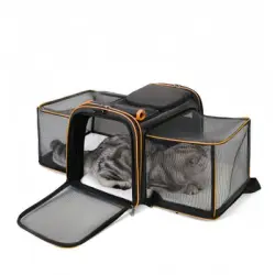 FurryFusion Mochila grande expandible para gatos - Gris anaranjado