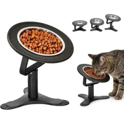 HausPets Comedero gato elevado 15° 3 alturas – Negro - Negro