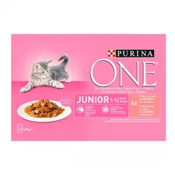 Purina One Junior Salmón sobre en salsa para gatos - Pack 4