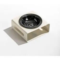 Qinhul Comedero de cerámica para perros con soporte de acero inoxidable - Blanco