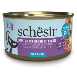 Schesir Lata Caballa, Sardinas con Calamar en salsa para gatos 70 g