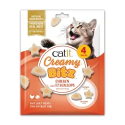 Snacks Catit Creamy Bitz Pollo con Vieiras, 4 x 12 g - 4 x12 g