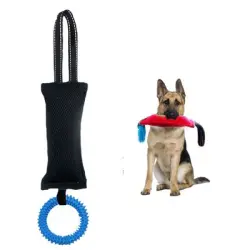 FurryFusion Palo masticable y almohada hechos de tela resistente - Negro