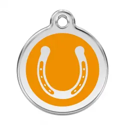 Placa identificativa Acero Inoxidable Esmalte Herradura Naranja para perros