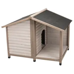 Caseta Trixie Natura Lodge con terraza para perros - S: 100 x 82 x 90 cm (An x P x Al) - gris
